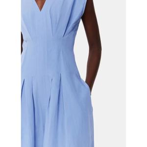 Whistles Blue Panel Linen Blend Dress